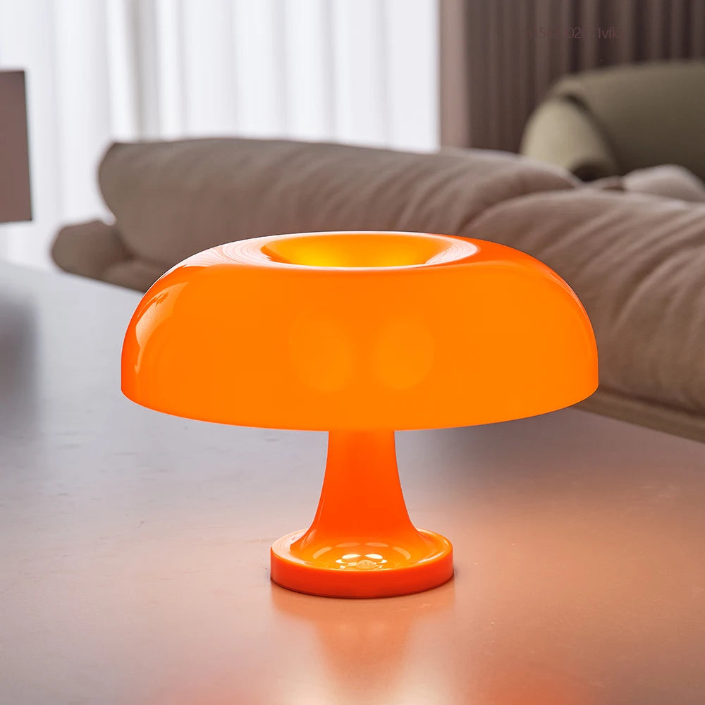 Illuminate Your Space with the Classic Mushroom - A Modern Bauhaus Art Table Lamp in Orange for Your Bedroom