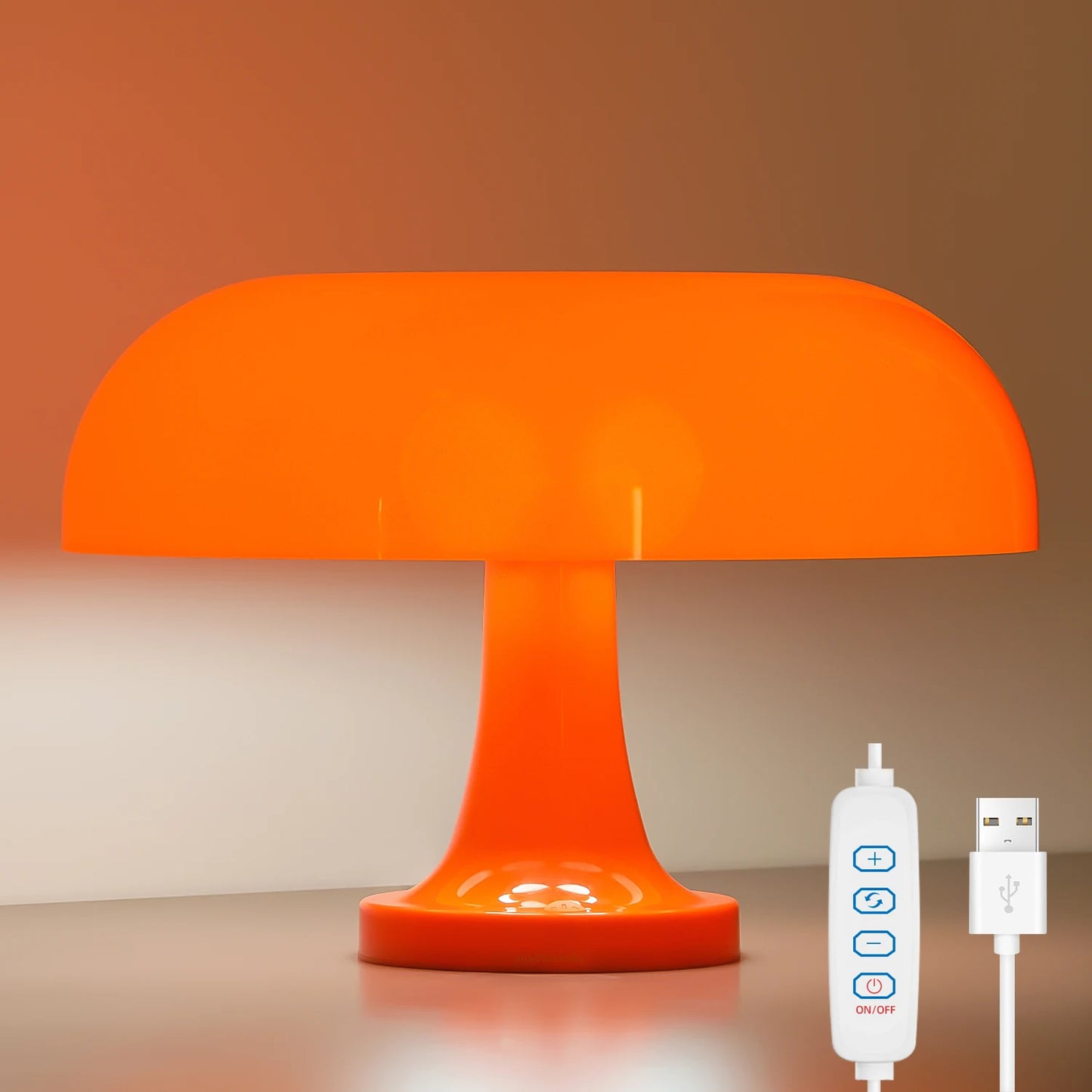 Illuminate Your Space with the Classic Mushroom - A Modern Bauhaus Art Table Lamp in Orange for Your Bedroom